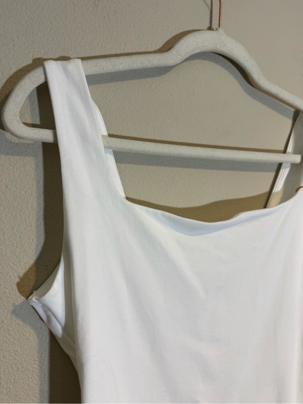 Quince Square Neck Stretch Cotton Sleeveless Bodysuit White - Picture 3 of 5